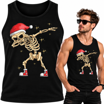 TANK TOP ŚWIĄTECZNY  SKULL DABBING CHRISTMAS